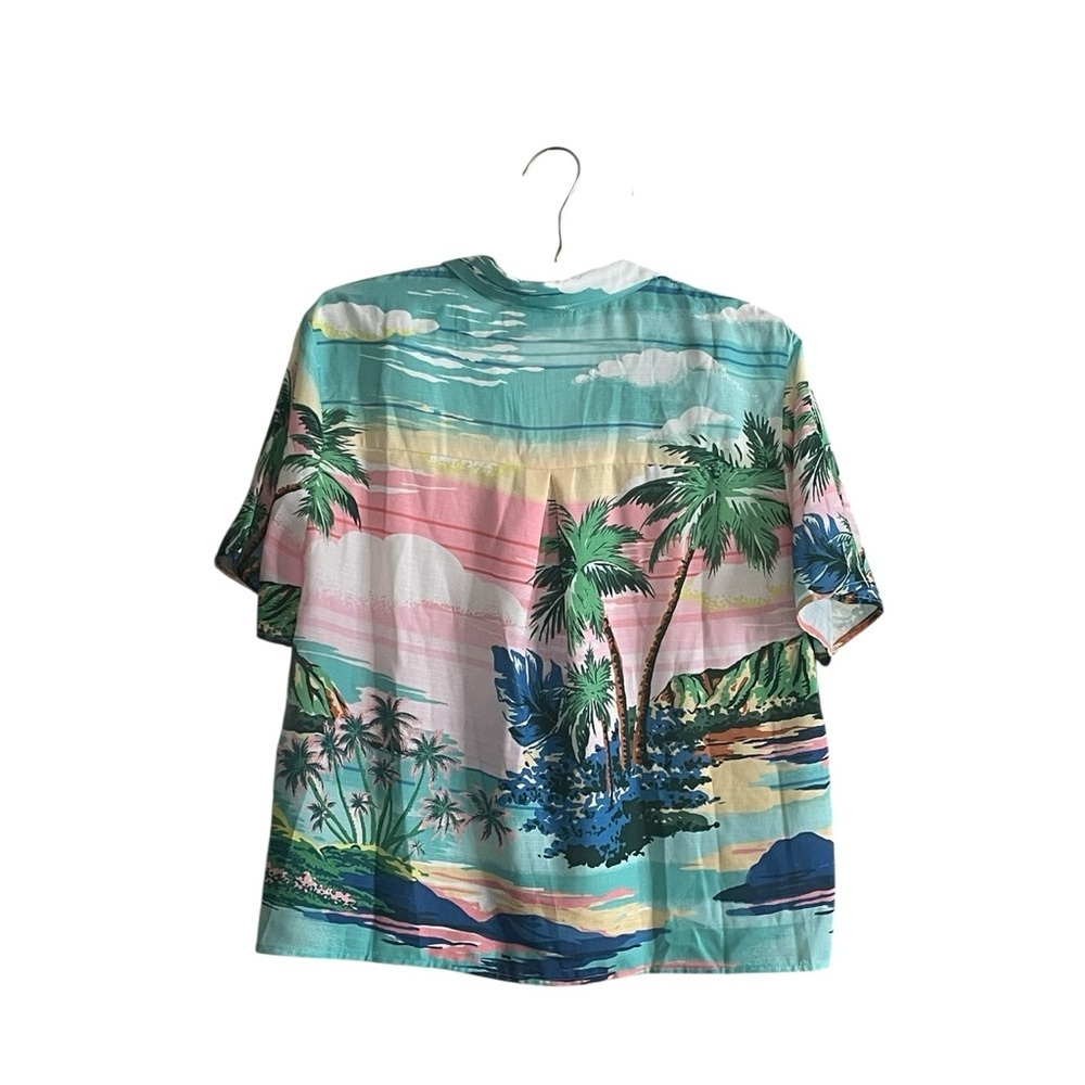 Flying Tomato Vibrant 1950’s Hawaiian “Paradise” Print Blouse Size Large - Picture 2 of 4